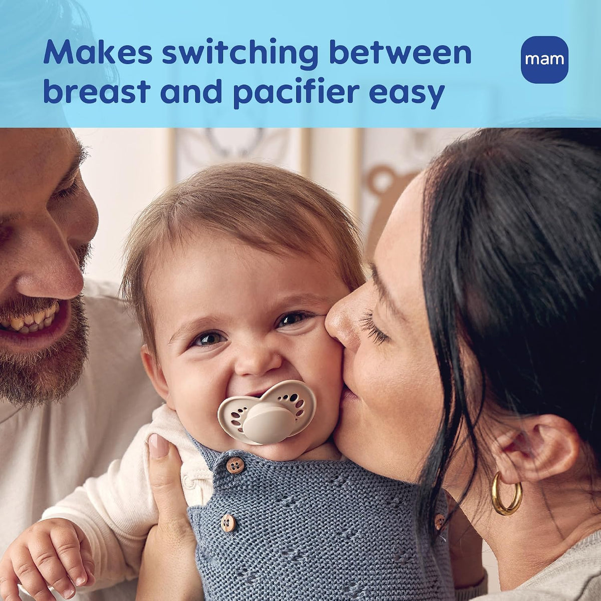MAM Original Baby Pacifier 6-16 Mths, Skin Soft Silicone Nipple, 2 Pack