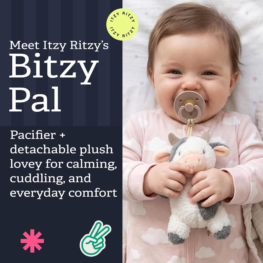 Itzy Ritzy Pacifier & Lovey Set - Natural Rubber Pacifier with Plush Cow