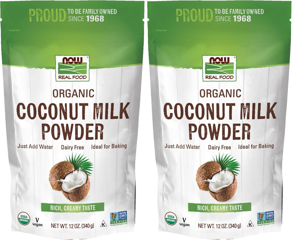 NOW Foods, Organic Coconut Milk Powder, Dairy Free/ Vegan, Just Add Water, 12-Ounce