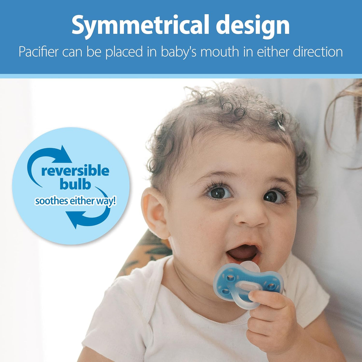 Dr. Brown's Advantage One-Piece Pacifier 0-6m, Blue/Gray/Light-Blue, 4-Pack
