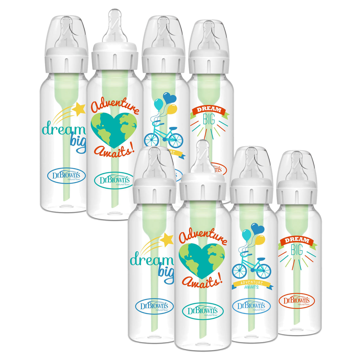 Dr. Brown's Anti-Colic Options+ Narrow Baby Bottle, 8 oz, 4-Pack