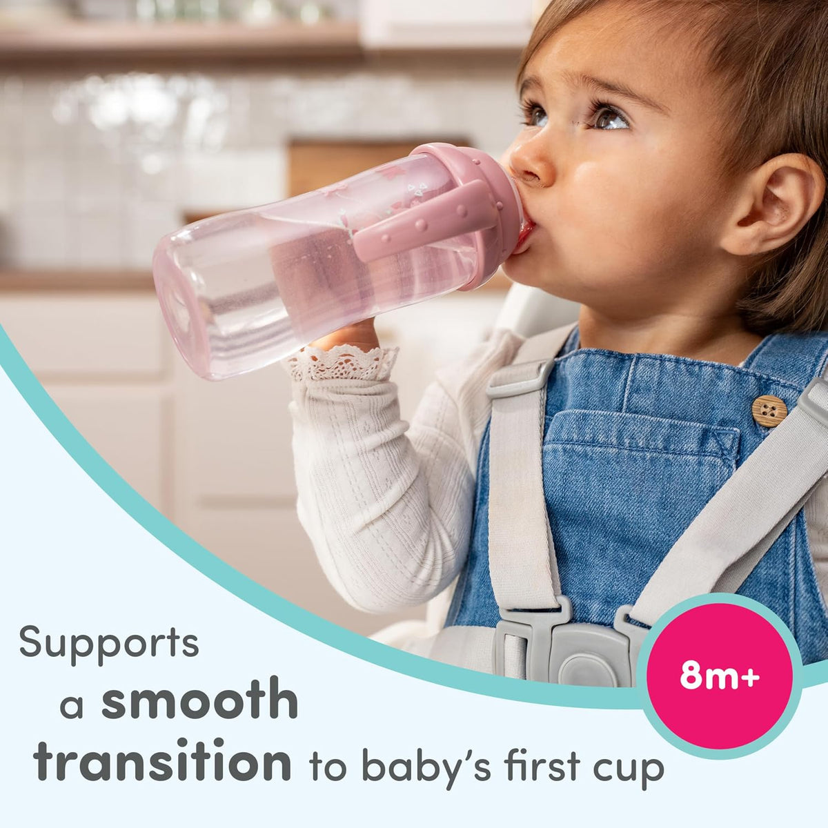 NUK First Choice Large Learner Cup 2.0, 10 oz. Sippy Cup with Handles, Spill Proof, Leak Proof Soft Straw Cup, 2-Pack