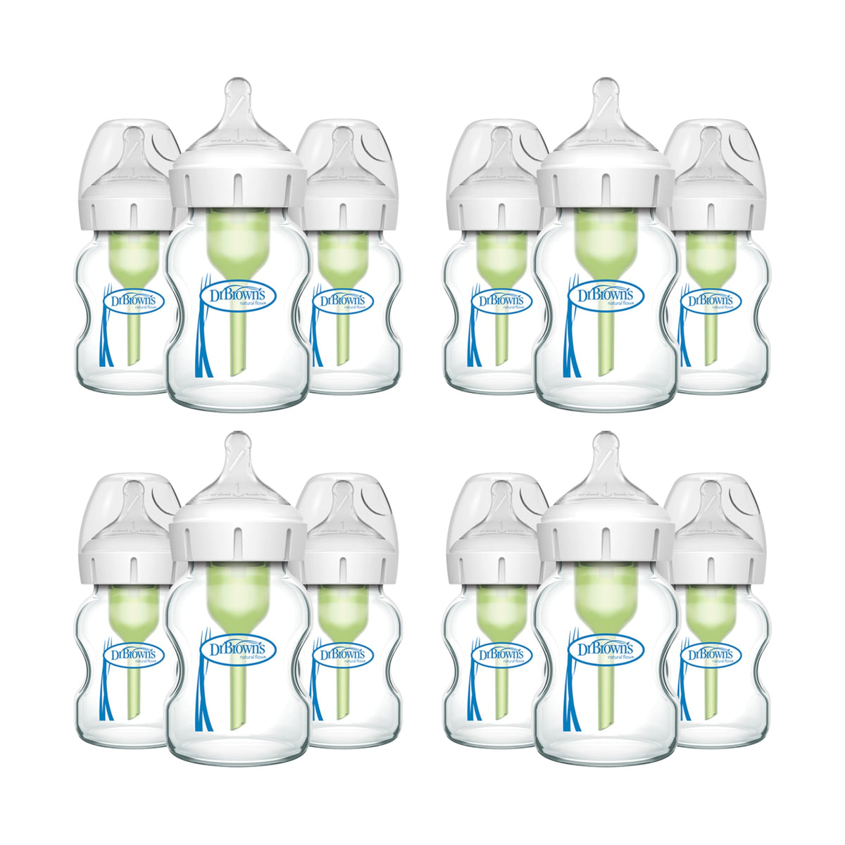 Dr. Brown's Anti-Colic Options+ Wide-Neck Glass Baby Bottle, 5 oz, 3-Pack