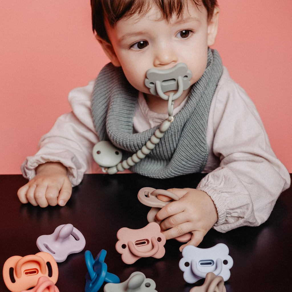 Color Essence SX PRO Silicone Baby Pacifier 2Pk, Made with 100% Soft Silicone, Baby Essentials Perfect for Breastfeeding Babies, Designed in Spain, 0-6 Mths, Ballad Blue/Deep Ocean