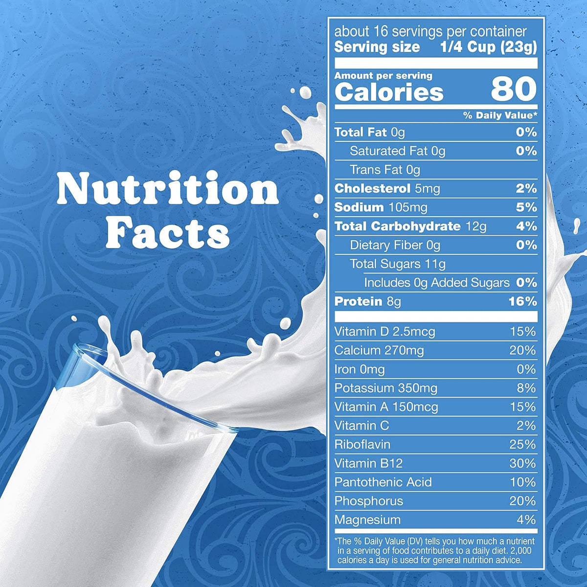 Swiss Miss Nonfat Dry Milk With Vitamins A and D, 12.98 oz. Canister