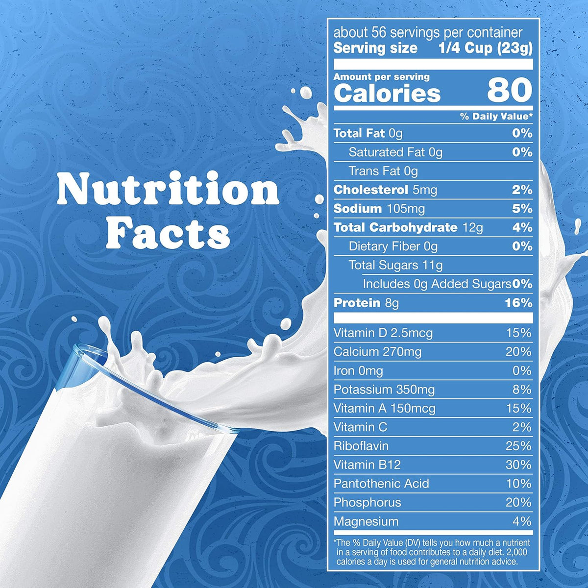 Swiss Miss Nonfat Dry Milk with Vitamins A & D, Makes 3 Gallons, 45.43 oz.
